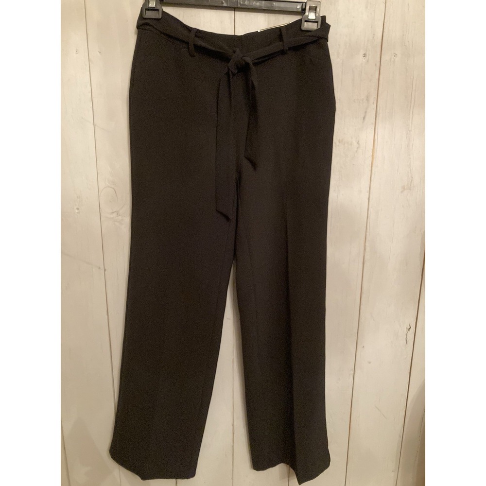 Chico's the Ultimate Fit Wide Leg Black  Front Pleat Tie Waist Pant Sz-OO(2) NWT